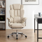 Fauteuil de bureau inclinable ergonomique pivotant à 360° en cuir reconstitué avec dossier haut et support lombaire, repose-pieds et hauteur réglable