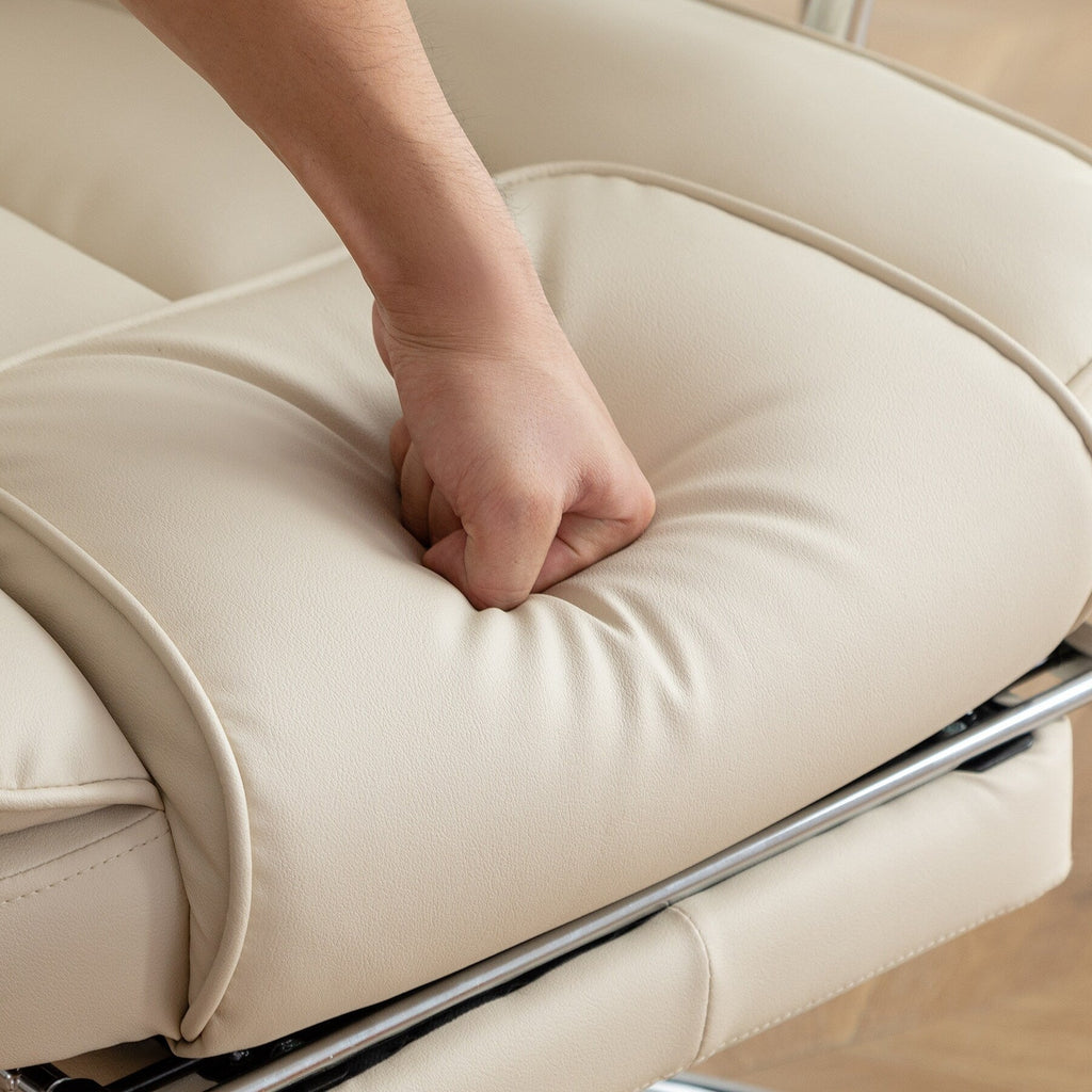 Fauteuil de bureau inclinable ergonomique pivotant à 360° en cuir reconstitué avec dossier haut et support lombaire, repose-pieds et hauteur réglable