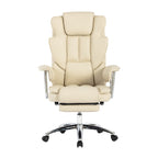 Fauteuil de bureau inclinable ergonomique pivotant à 360° en cuir reconstitué avec dossier haut et support lombaire, repose-pieds et hauteur réglable
