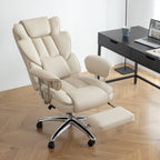 Fauteuil de bureau inclinable ergonomique pivotant à 360° en cuir reconstitué avec dossier haut et support lombaire, repose-pieds et hauteur réglable