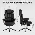 Fauteuil de bureau inclinable ergonomique pivotant à 360° en cuir reconstitué avec dossier haut et support lombaire, repose-pieds et hauteur réglable