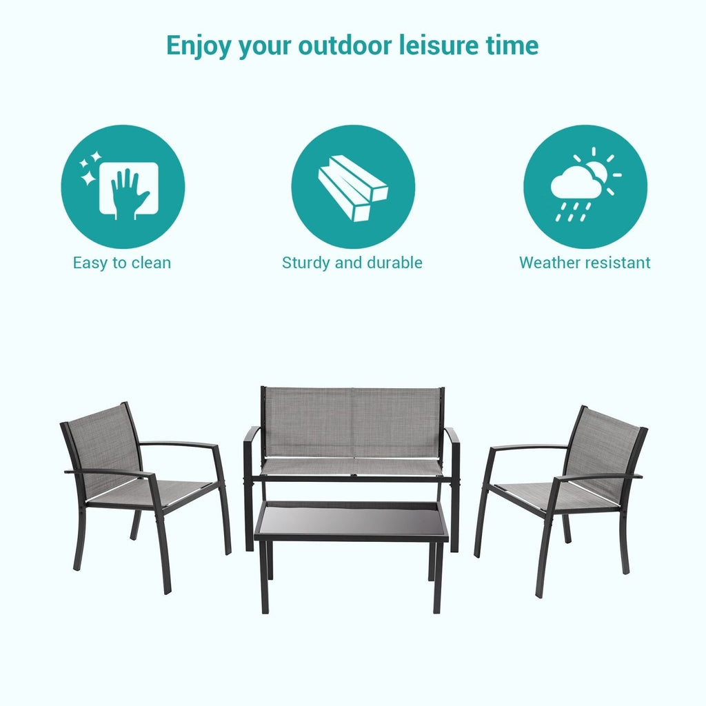 Ensembles de meubles de patio 4 pièces Bonosuki Ensembles de bistrot en textilène