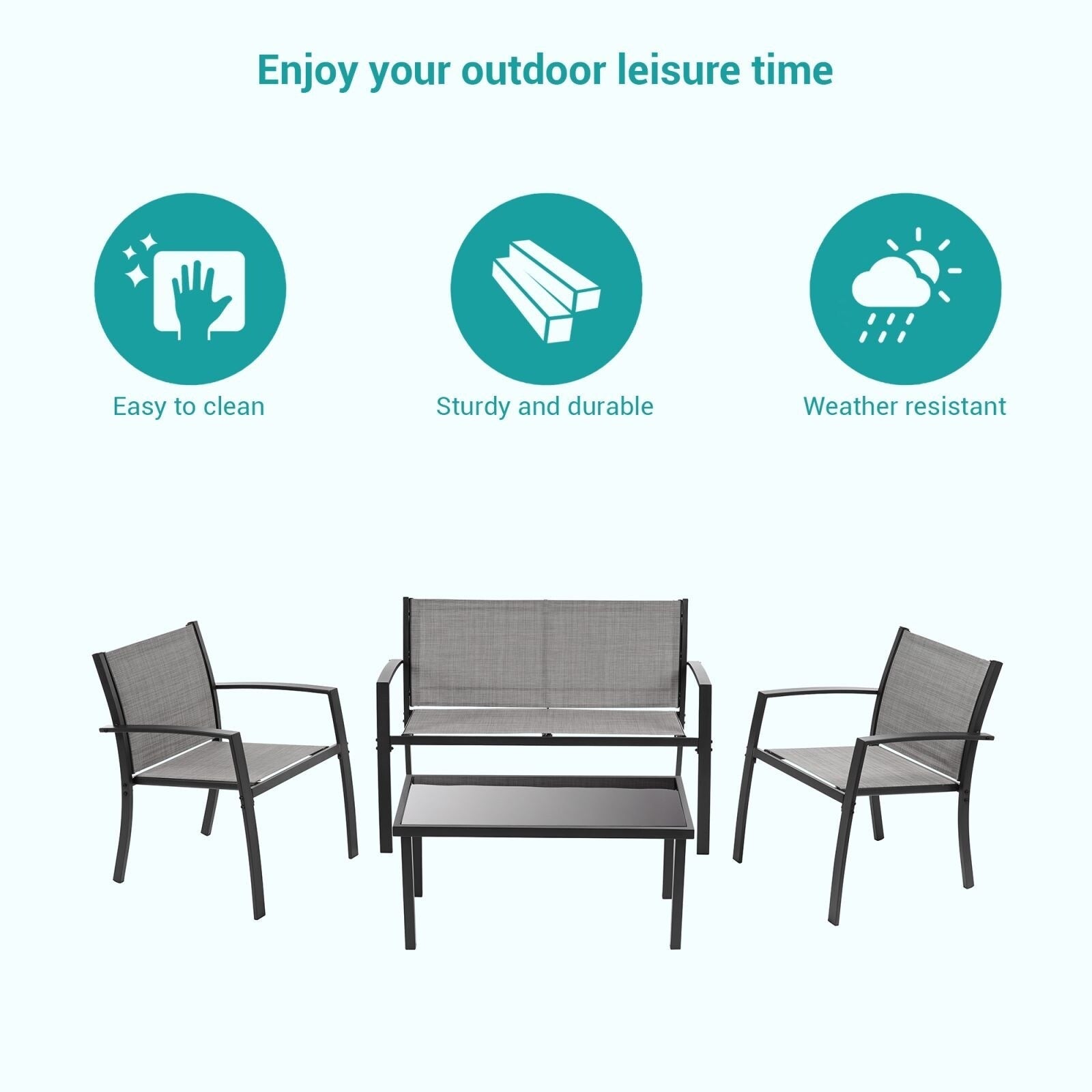 Ensembles de meubles de patio 4 pièces Bonosuki Ensembles de bistrot en textilène