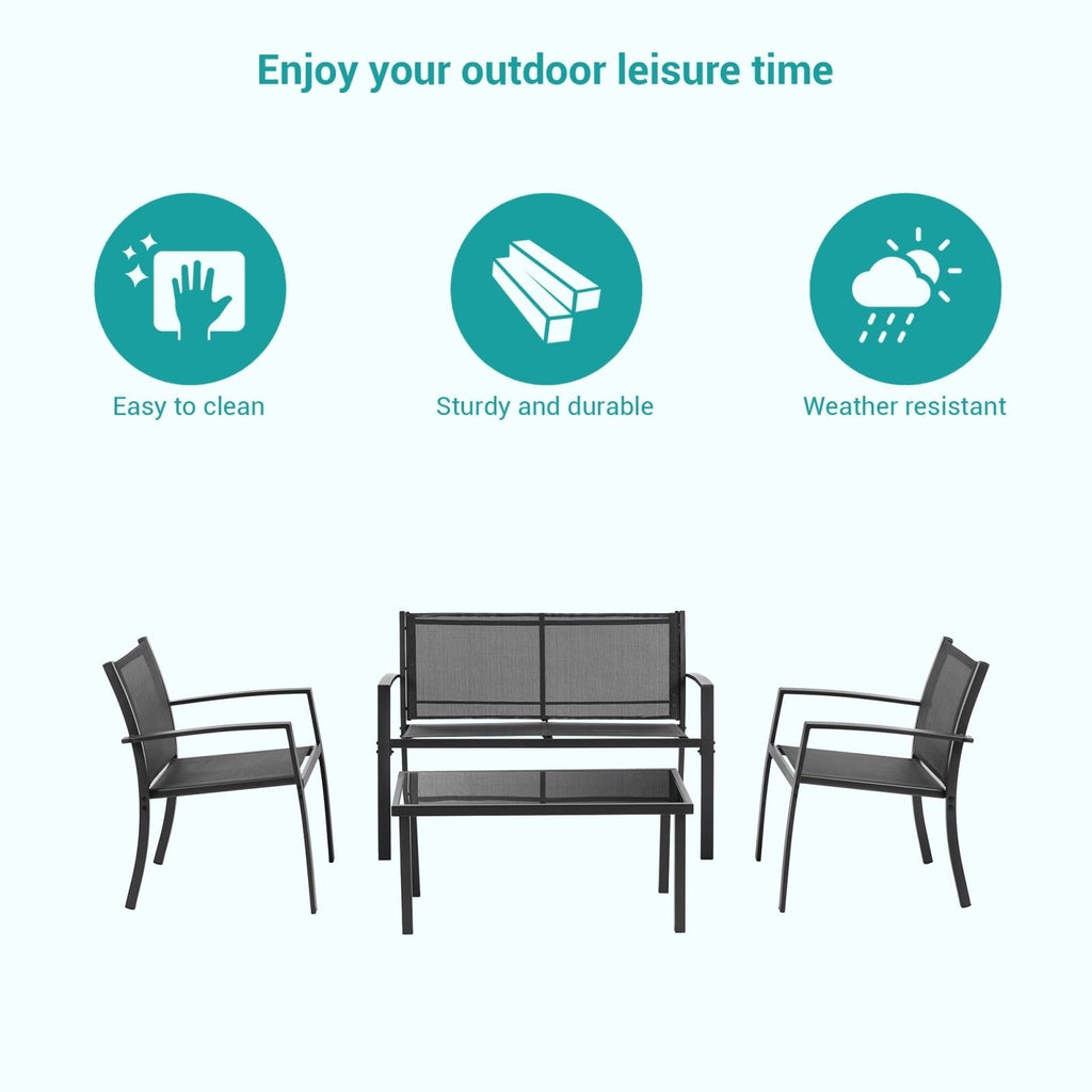 Ensembles de meubles de patio 4 pièces Bonosuki Ensembles de bistrot en textilène