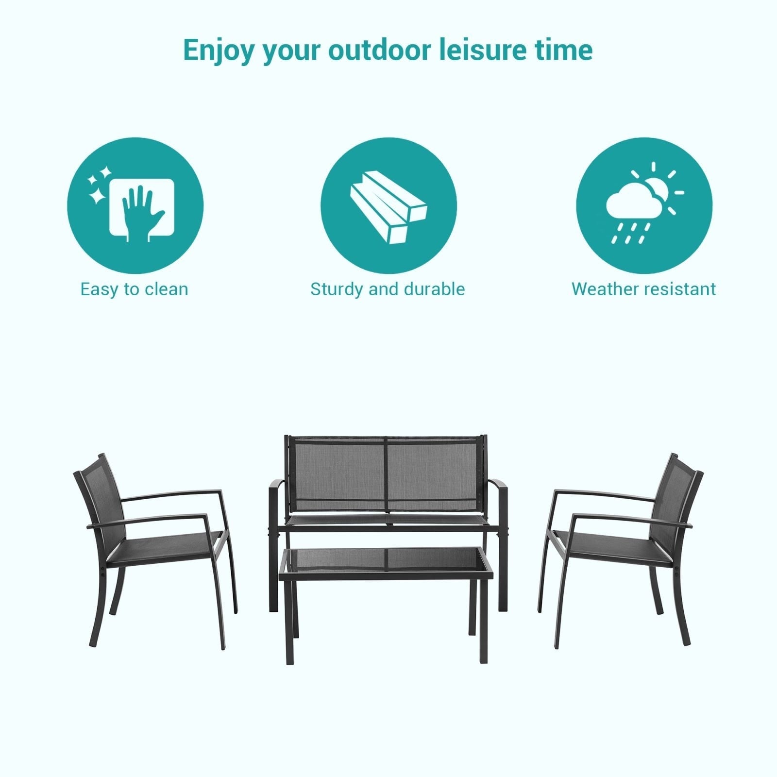 Ensembles de meubles de patio 4 pièces Bonosuki Ensembles de bistrot en textilène