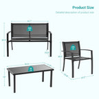 Ensembles de meubles de patio 4 pièces Bonosuki Ensembles de bistrot en textilène