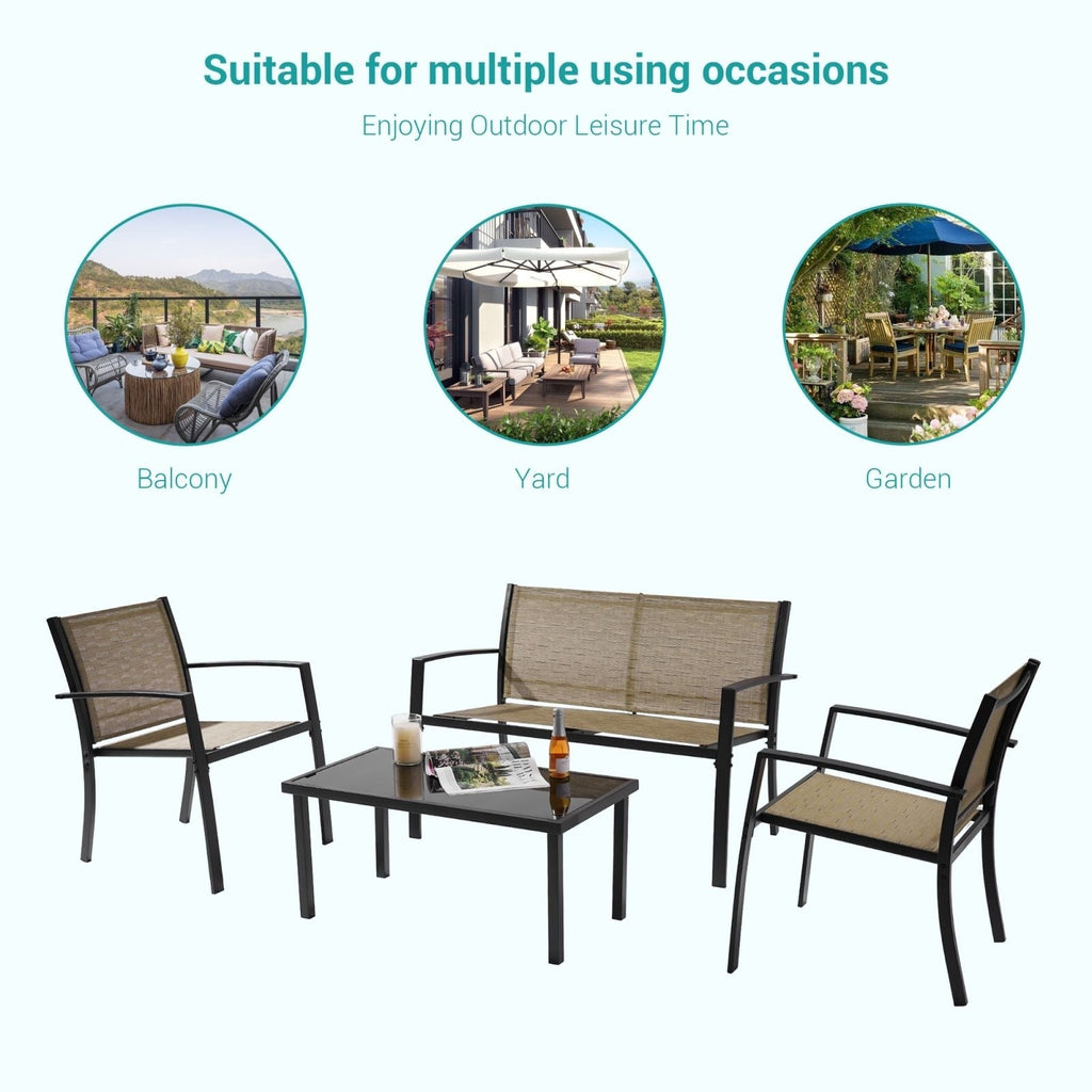 Ensembles de meubles de patio 4 pièces Bonosuki Ensembles de bistrot en textilène