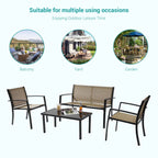 Ensembles de meubles de patio 4 pièces Bonosuki Ensembles de bistrot en textilène