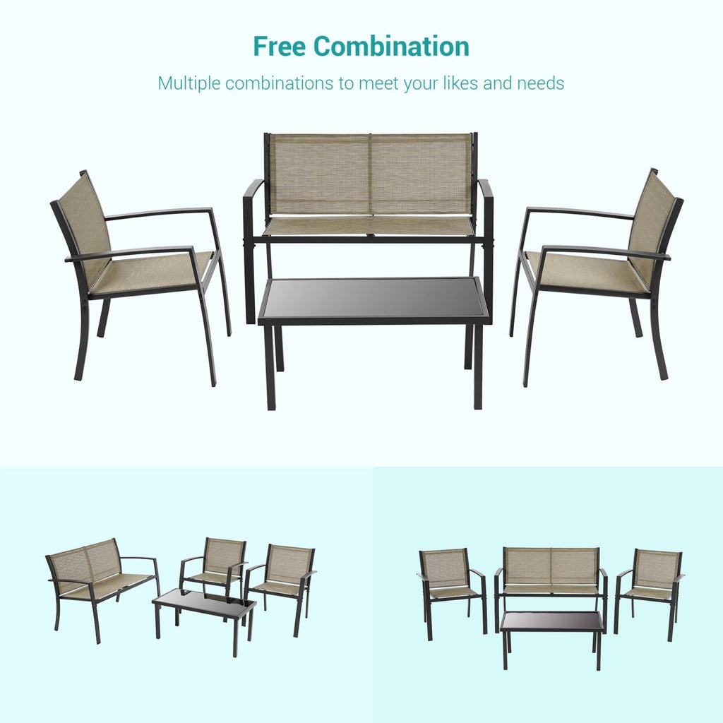 Ensembles de meubles de patio 4 pièces Bonosuki Ensembles de bistrot en textilène