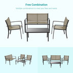 Ensembles de meubles de patio 4 pièces Bonosuki Ensembles de bistrot en textilène