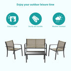 Ensembles de meubles de patio 4 pièces Bonosuki Ensembles de bistrot en textilène