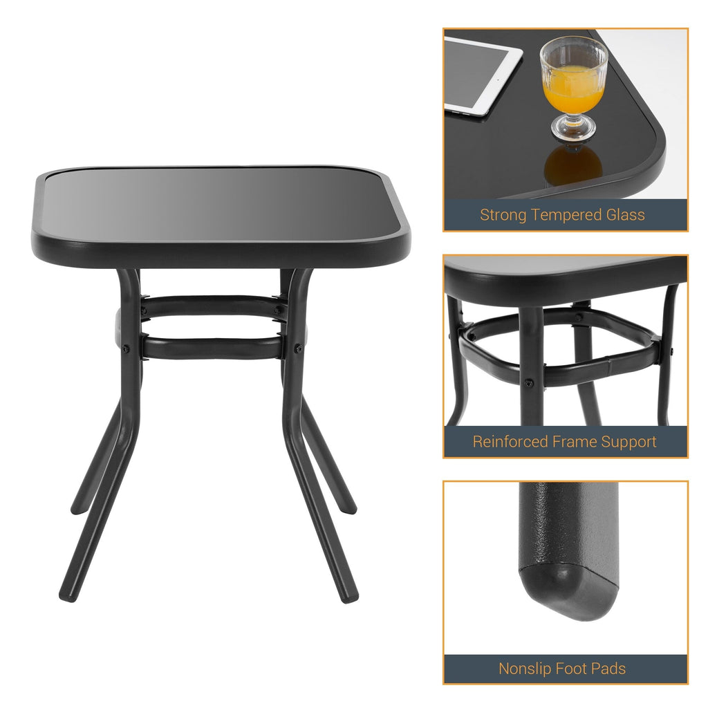 Ensemble de bistrot d'extérieur Bonosuki 3 pièces avec chaises à bascule et table d'appoint