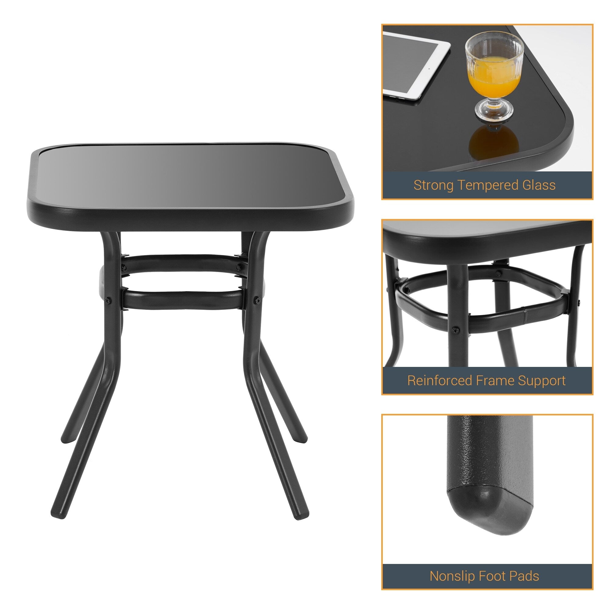 Ensemble de bistrot d'extérieur Bonosuki 3 pièces avec chaises à bascule et table d'appoint