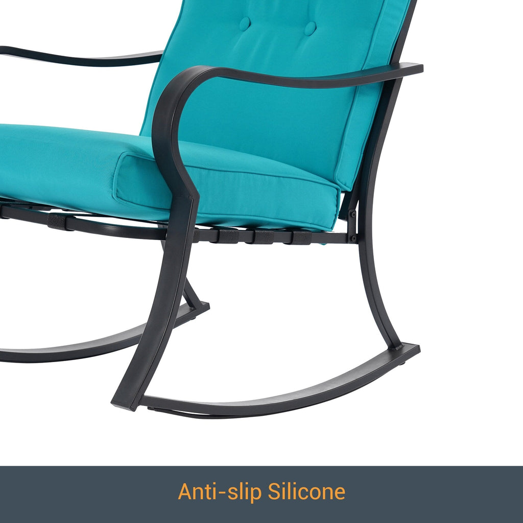 Ensemble de bistrot d'extérieur Bonosuki 3 pièces avec chaises à bascule et table d'appoint