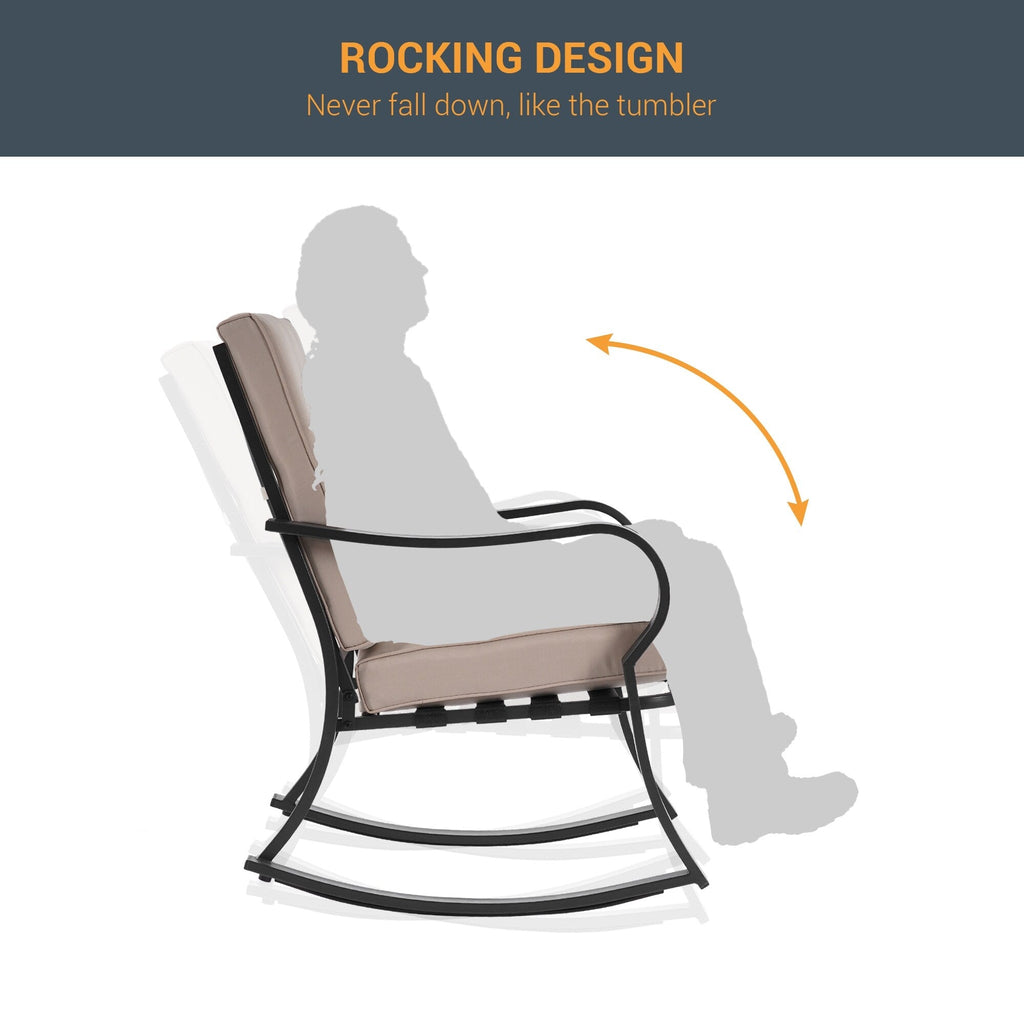 Ensemble de bistrot d'extérieur Bonosuki 3 pièces avec chaises à bascule et table d'appoint