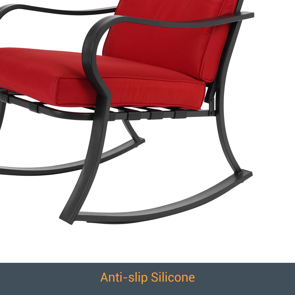 Ensemble de bistrot d'extérieur Bonosuki 3 pièces avec chaises à bascule et table d'appoint