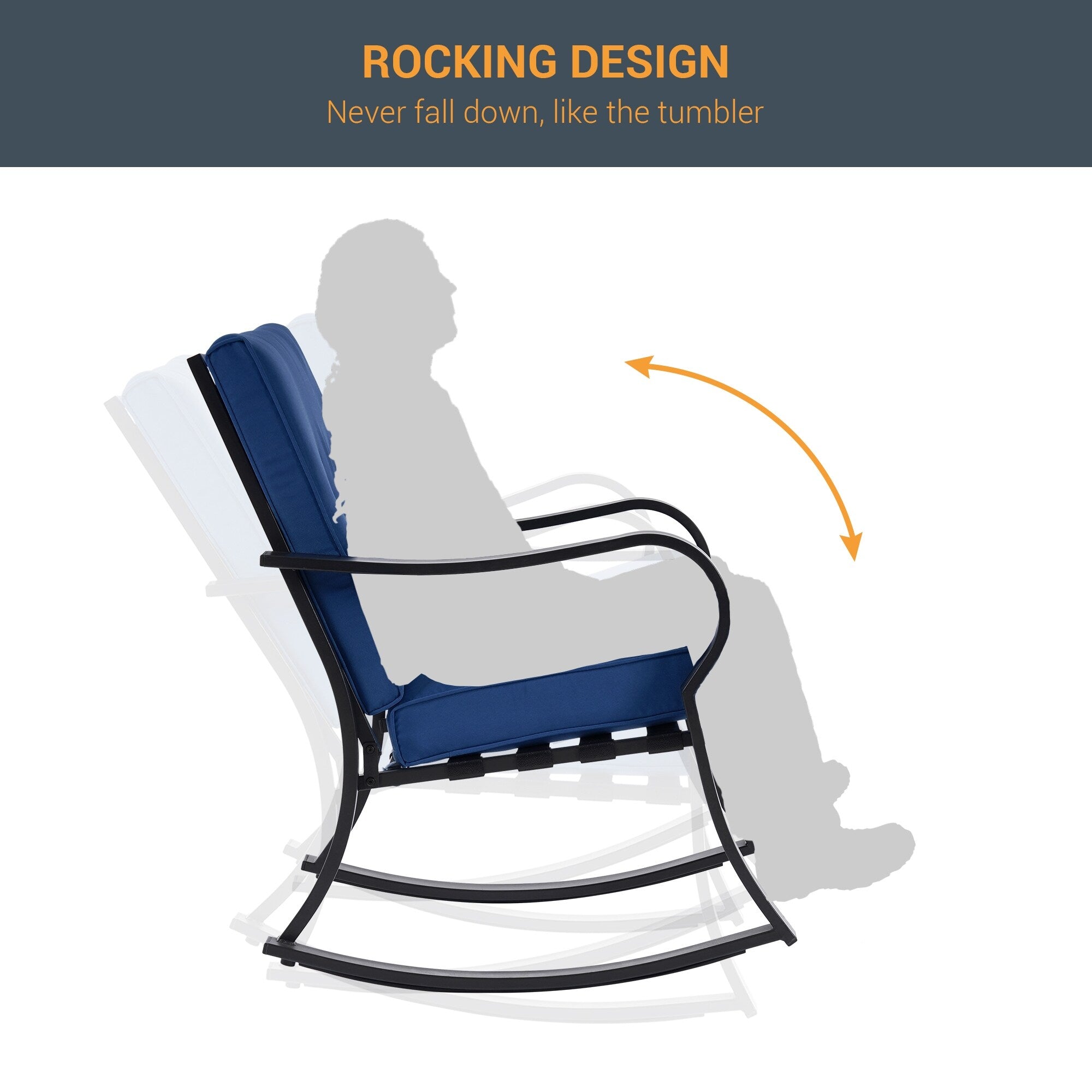 Ensemble de bistrot d'extérieur Bonosuki 3 pièces avec chaises à bascule et table d'appoint