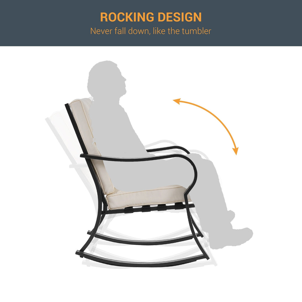 Ensemble de bistrot d'extérieur Bonosuki 3 pièces avec chaises à bascule et table d'appoint