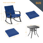 Ensemble de bistrot d'extérieur Bonosuki 3 pièces avec chaises à bascule et table d'appoint