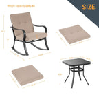 Ensemble de bistrot d'extérieur Bonosuki 3 pièces avec chaises à bascule et table d'appoint