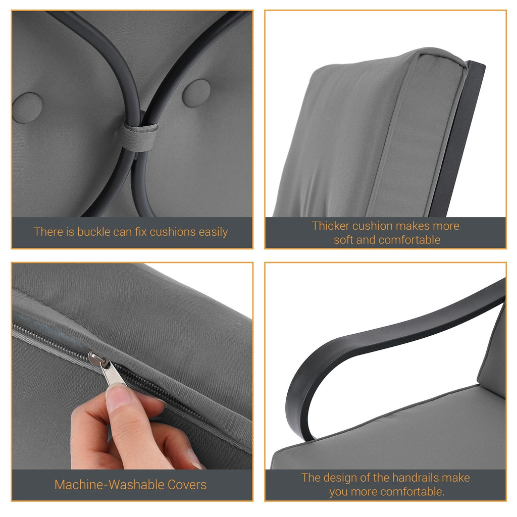 Ensemble de bistrot d'extérieur Bonosuki 3 pièces avec chaises à bascule et table d'appoint