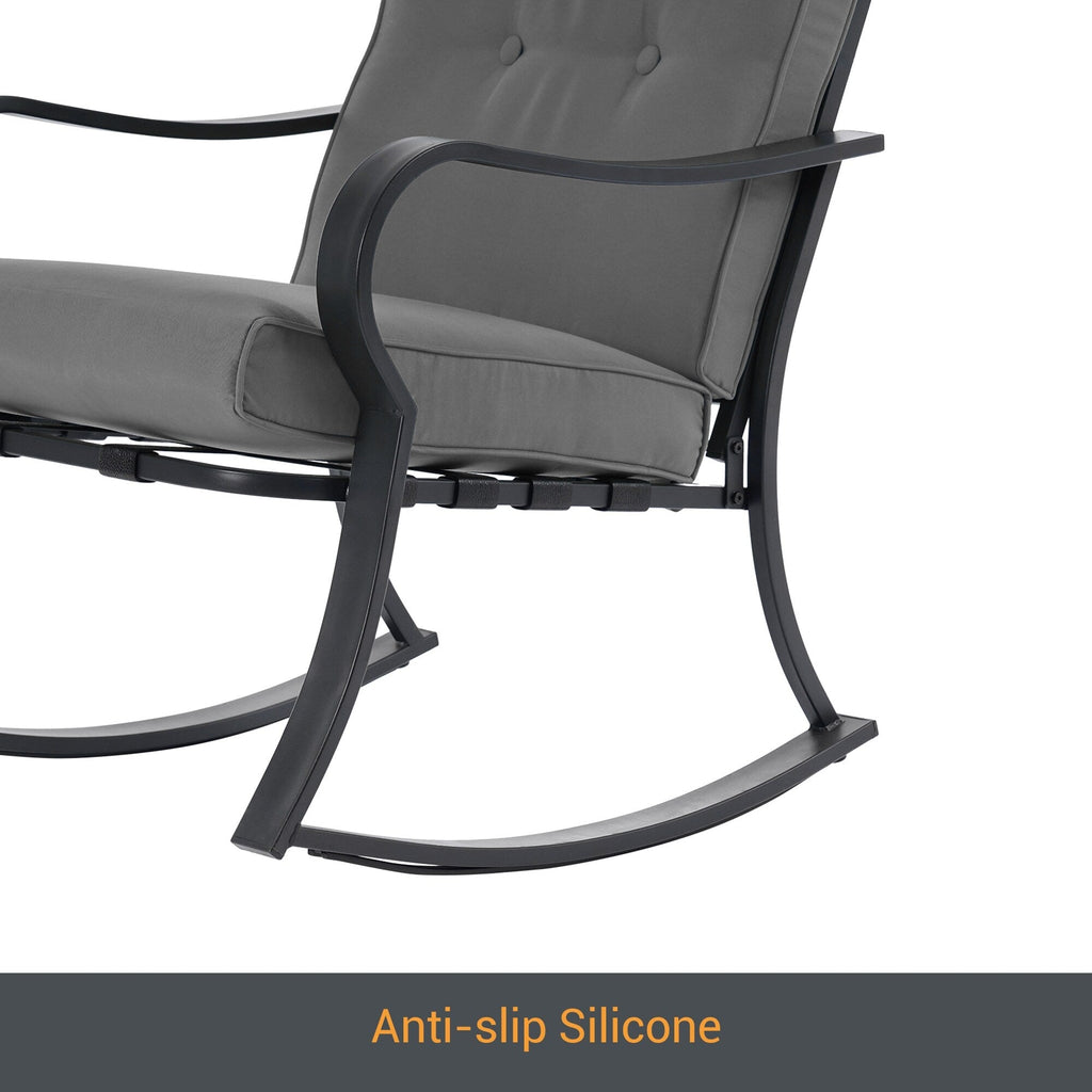 Ensemble de bistrot d'extérieur Bonosuki 3 pièces avec chaises à bascule et table d'appoint