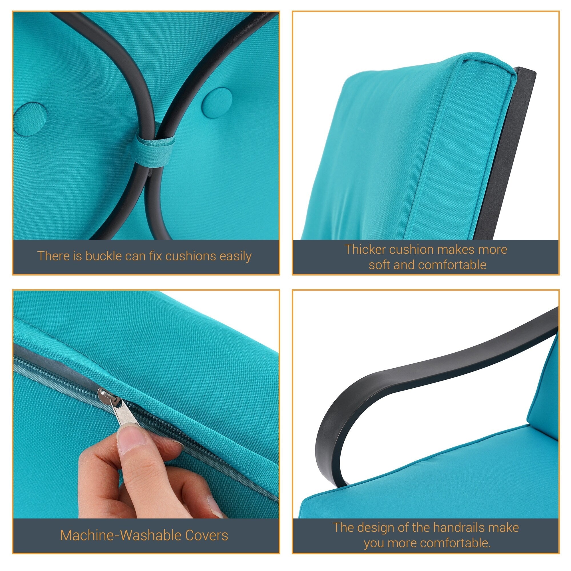 Ensemble de bistrot d'extérieur Bonosuki 3 pièces avec chaises à bascule et table d'appoint