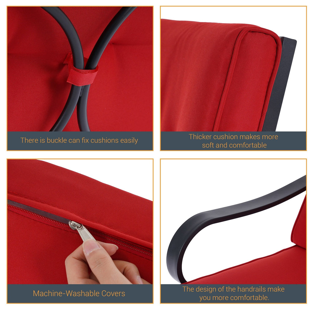 Ensemble de bistrot d'extérieur Bonosuki 3 pièces avec chaises à bascule et table d'appoint