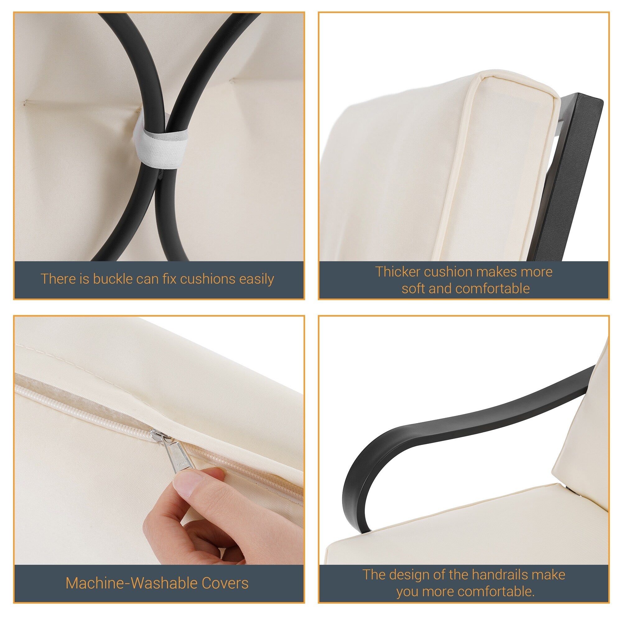 Ensemble de bistrot d'extérieur Bonosuki 3 pièces avec chaises à bascule et table d'appoint