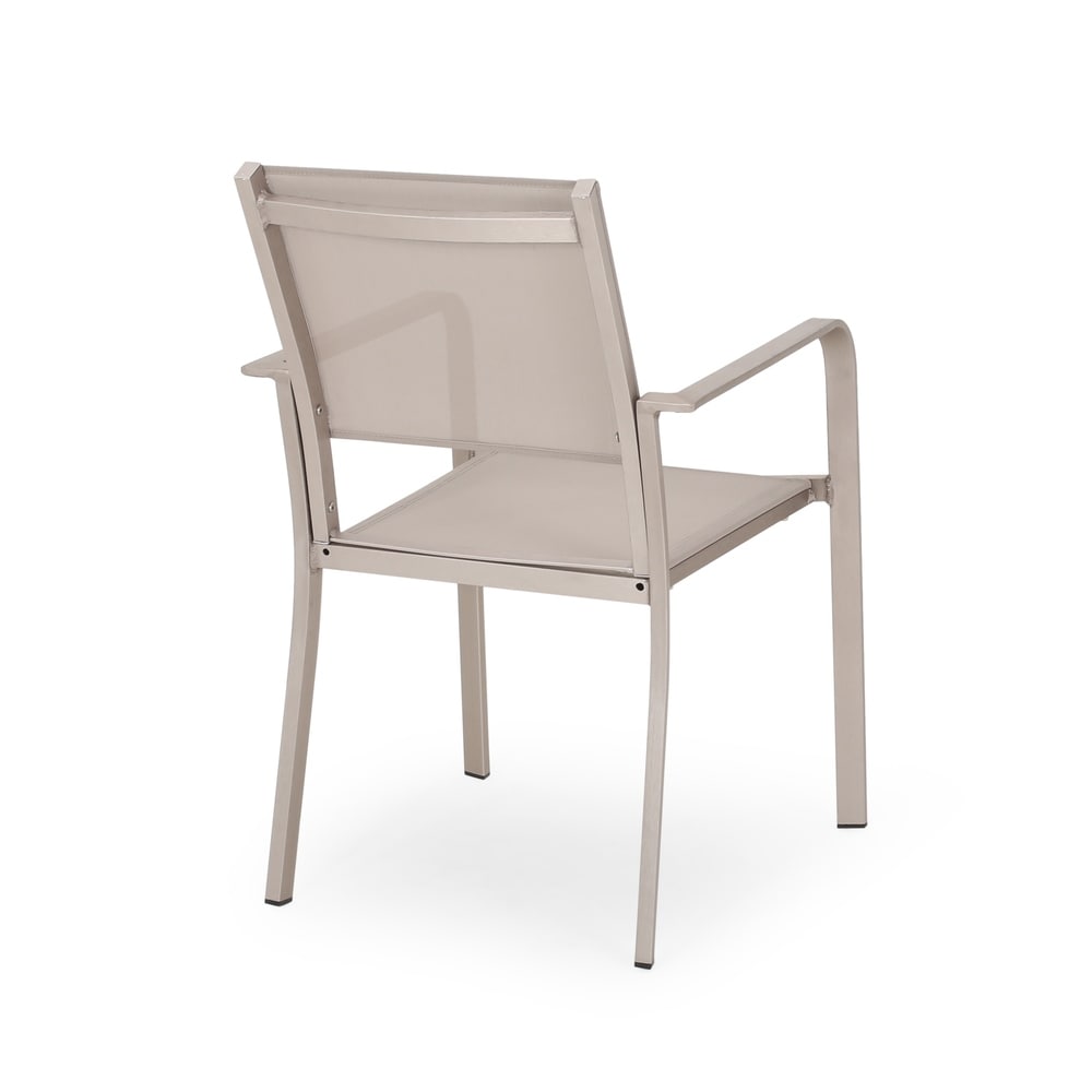 Ensemble de salle à manger d'extérieur moderne Boris 4 places en aluminium avec plateau en imitation bois par Christopher Knight Home