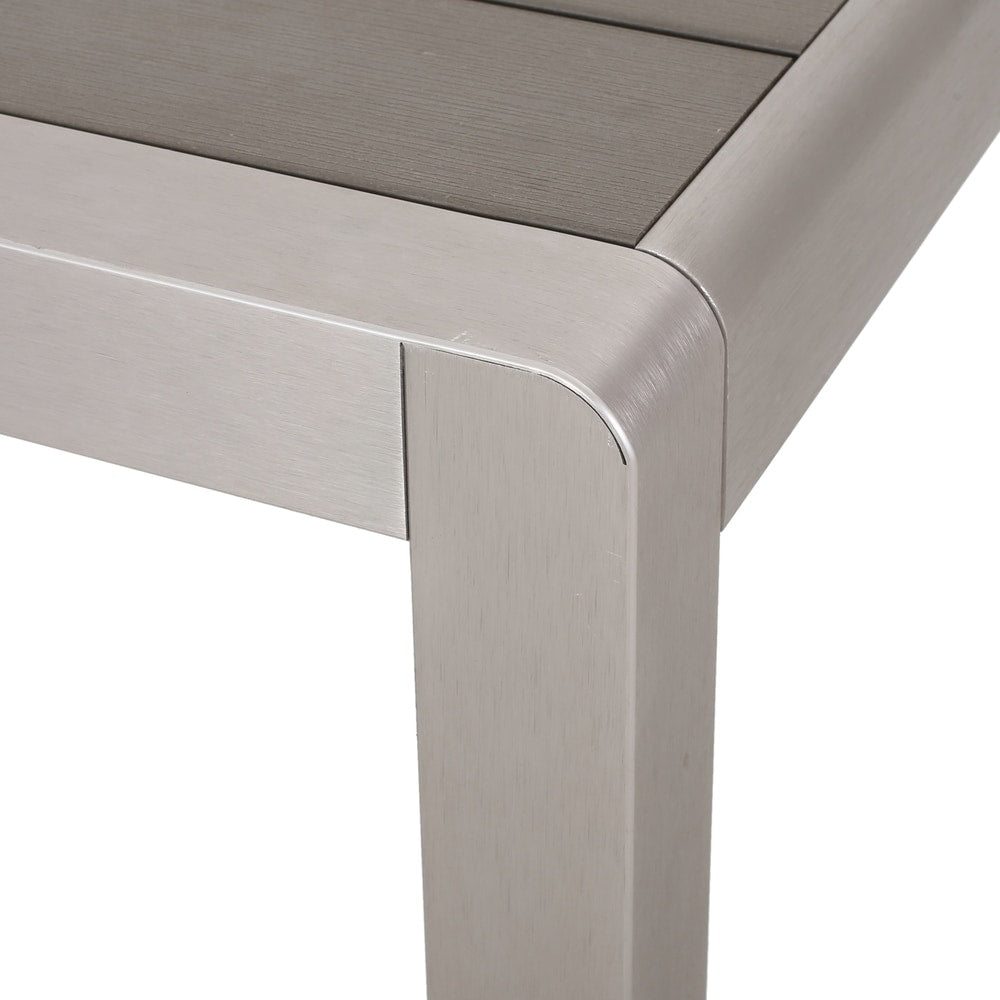 Ensemble de salle à manger d'extérieur moderne Boris 4 places en aluminium avec plateau en imitation bois par Christopher Knight Home