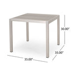 Ensemble de salle à manger d'extérieur moderne Boris 4 places en aluminium avec plateau en imitation bois par Christopher Knight Home