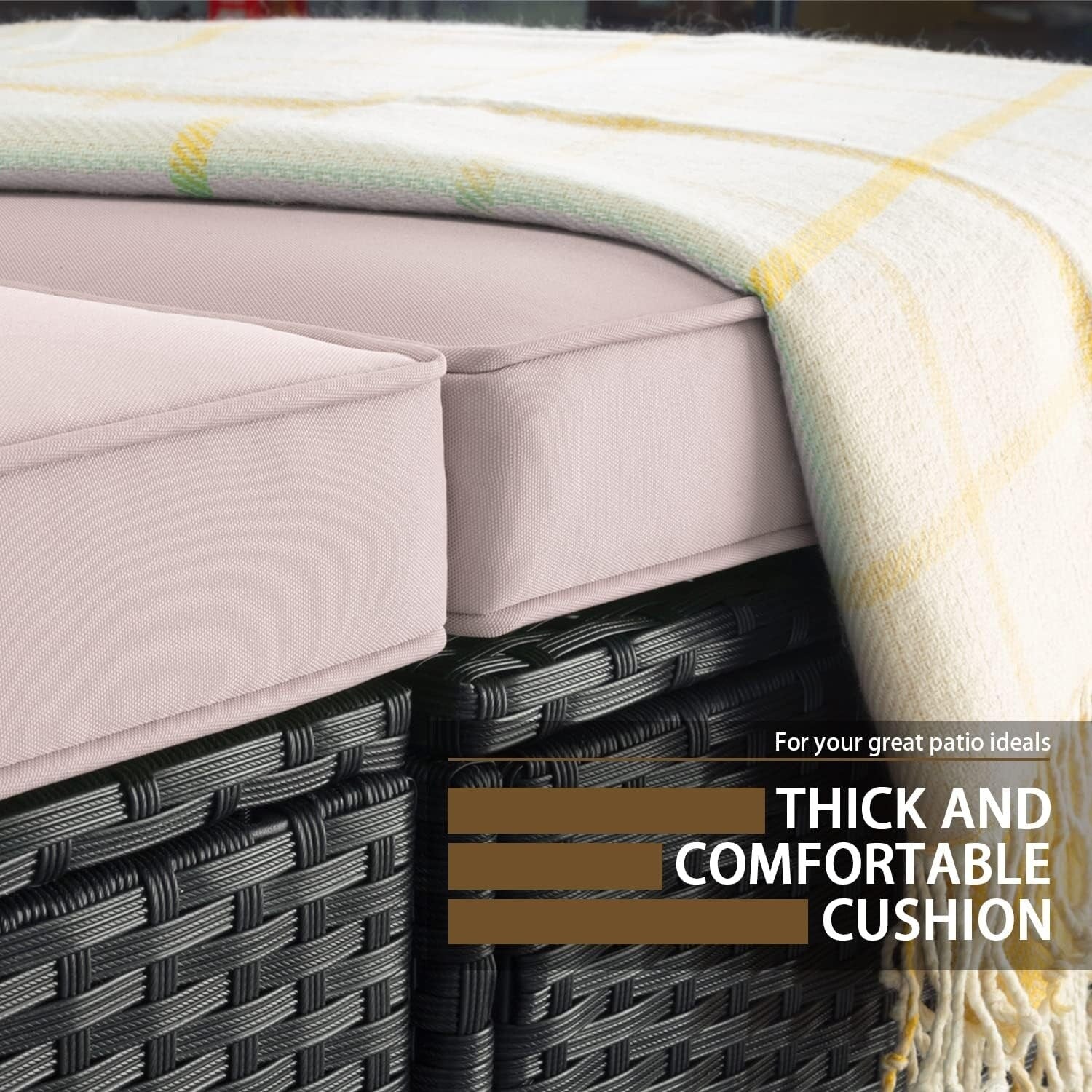 Ensemble de meubles de jardin Bossin 5 pièces, canapé de patio, ensemble de conversation extérieur intérieur en osier avec table