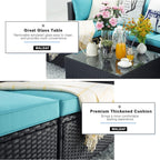 Ensemble de meubles de jardin Bossin 5 pièces, canapé de patio, ensemble de conversation extérieur intérieur en osier avec table