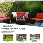 Ensemble de meubles de jardin Bossin 5 pièces, canapé de patio, ensemble de conversation extérieur intérieur en osier avec table