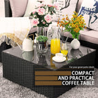 Ensemble de meubles de jardin Bossin 5 pièces, canapé de patio, ensemble de conversation extérieur intérieur en osier avec table