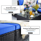 Ensemble de meubles de jardin Bossin 5 pièces, canapé de patio, ensemble de conversation extérieur intérieur en osier avec table