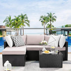 Ensemble de meubles de jardin Bossin 5 pièces, canapé de patio, ensemble de conversation extérieur intérieur en osier avec table