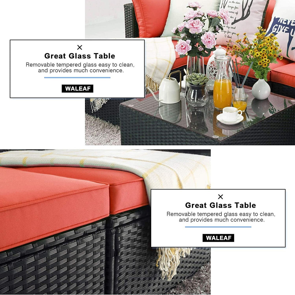 Ensemble de meubles de jardin Bossin 5 pièces, canapé de patio, ensemble de conversation extérieur intérieur en osier avec table