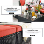 Ensemble de meubles de jardin Bossin 5 pièces, canapé de patio, ensemble de conversation extérieur intérieur en osier avec table