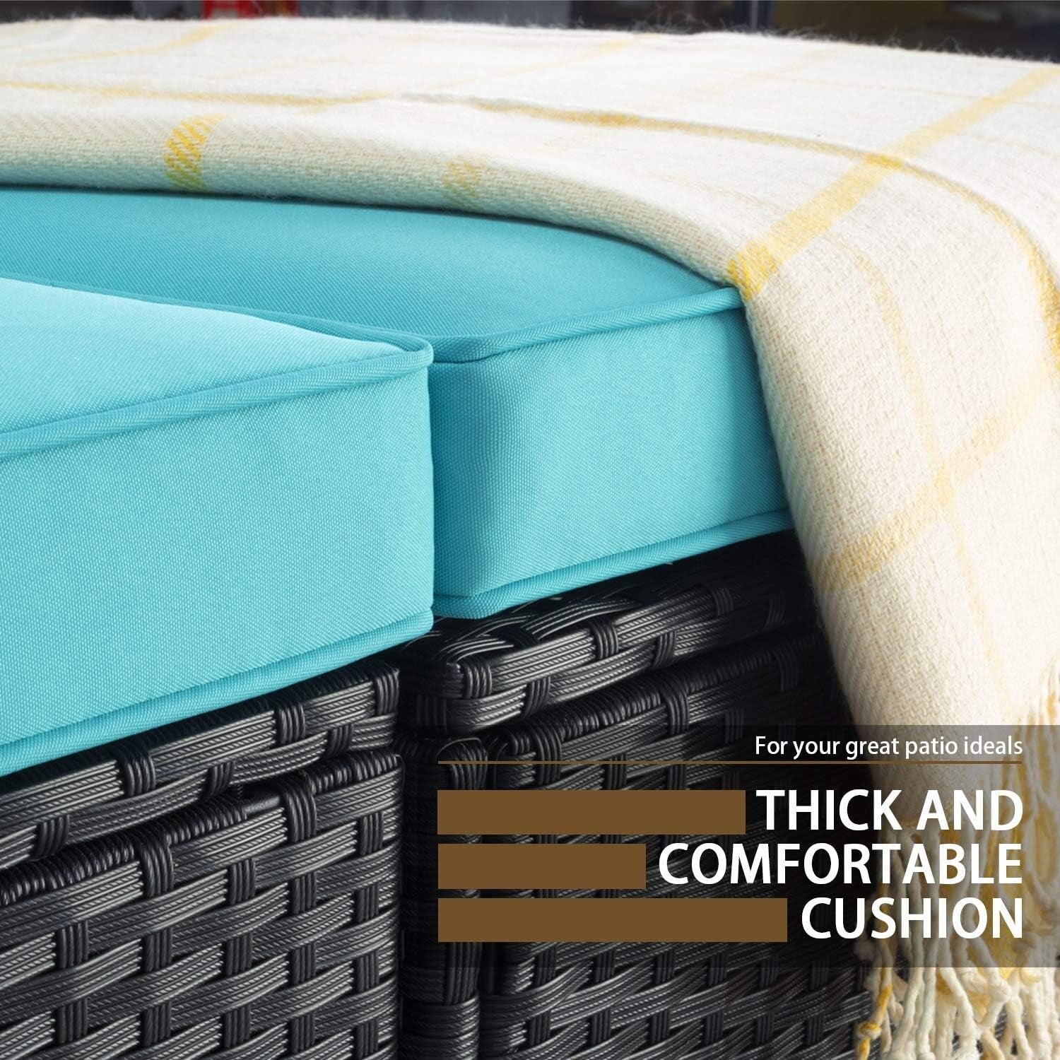 Ensemble de meubles de jardin Bossin 5 pièces, canapé de patio, ensemble de conversation extérieur intérieur en osier avec table