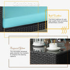 Ensemble de meubles de jardin Bossin 7 pièces, canapé d'extérieur sectionnel, canapé en rotin avec coussins lavables et table en verre