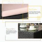 Ensemble de meubles de jardin Bossin 7 pièces, canapé d'extérieur sectionnel, canapé en rotin avec coussins lavables et table en verre