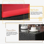 Ensemble de meubles de jardin Bossin 7 pièces, canapé d'extérieur sectionnel, canapé en rotin avec coussins lavables et table en verre