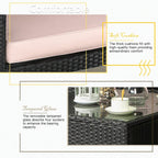 Ensemble de meubles de jardin Bossin 7 pièces, canapé d'extérieur sectionnel, canapé en rotin avec coussins lavables et table en verre