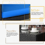 Ensemble de meubles de jardin Bossin 7 pièces, canapé d'extérieur sectionnel, canapé en rotin avec coussins lavables et table en verre