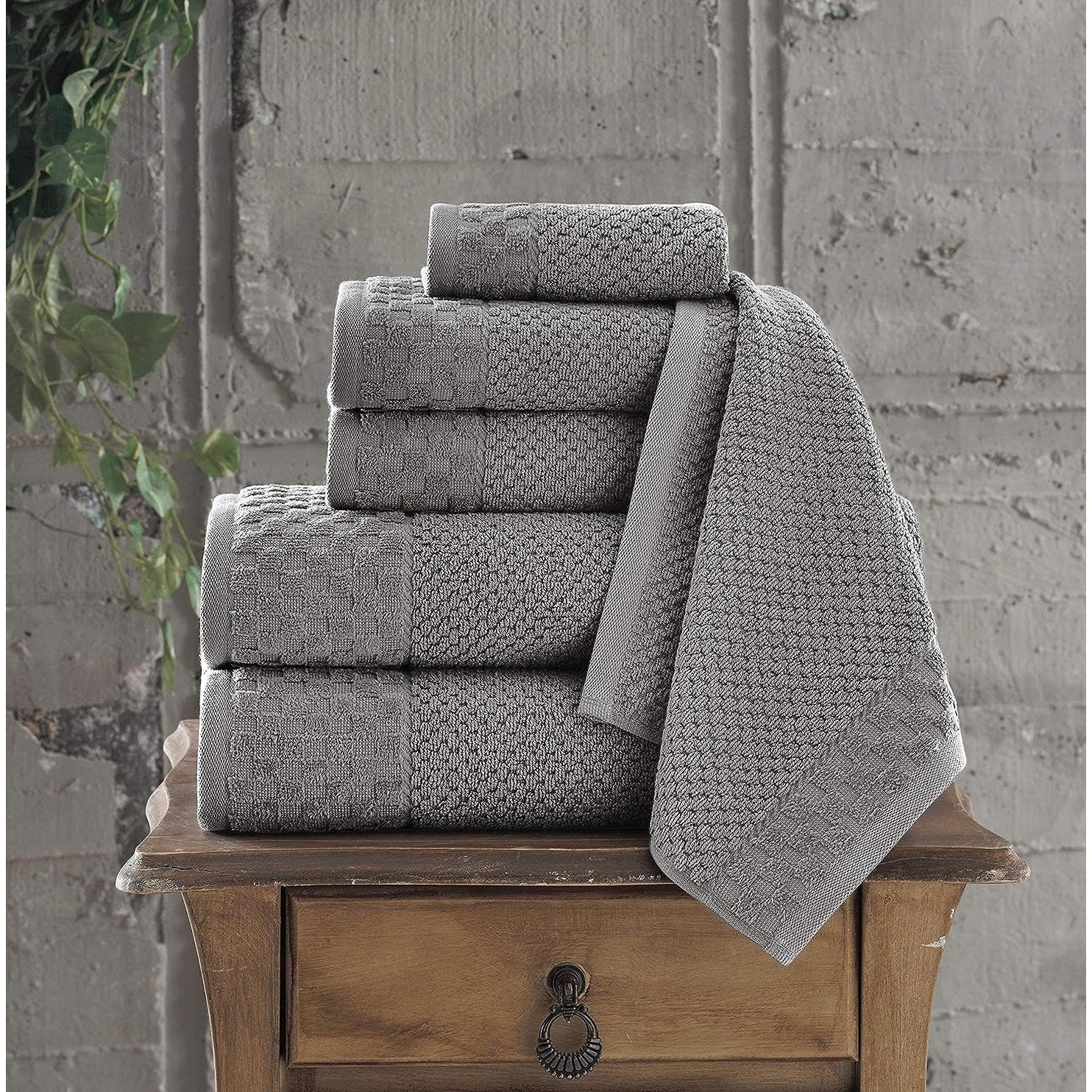 Collection de serviettes Boston en coton turc, luxueuses et douces, 2 grandes serviettes de bain, 2 débarbouillettes et 2 essuie-mains (lot de 6)