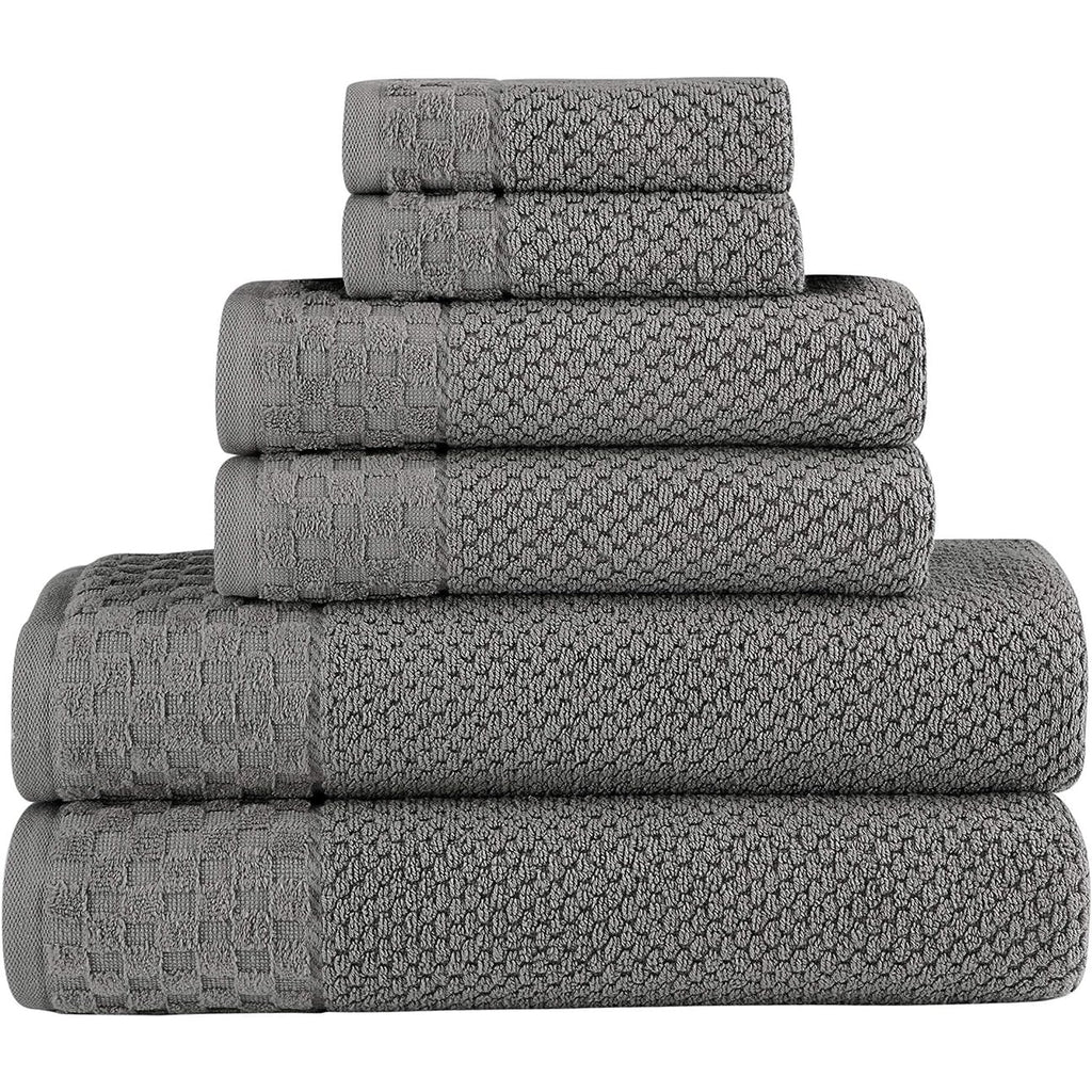 Collection de serviettes Boston en coton turc, luxueuses et douces, 2 grandes serviettes de bain, 2 débarbouillettes et 2 essuie-mains (lot de 6)