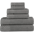 Collection de serviettes Boston en coton turc, luxueuses et douces, 2 grandes serviettes de bain, 2 débarbouillettes et 2 essuie-mains (lot de 6)