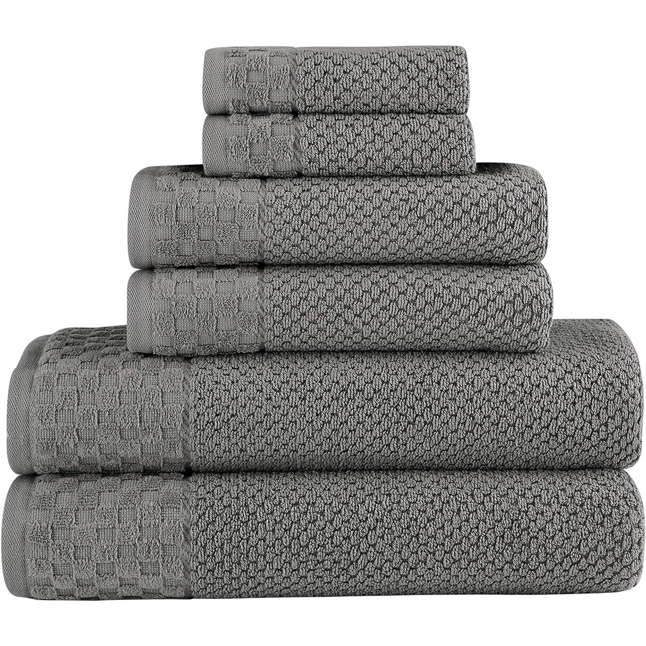 Collection de serviettes Boston en coton turc, luxueuses et douces, 2 grandes serviettes de bain, 2 débarbouillettes et 2 essuie-mains (lot de 6)